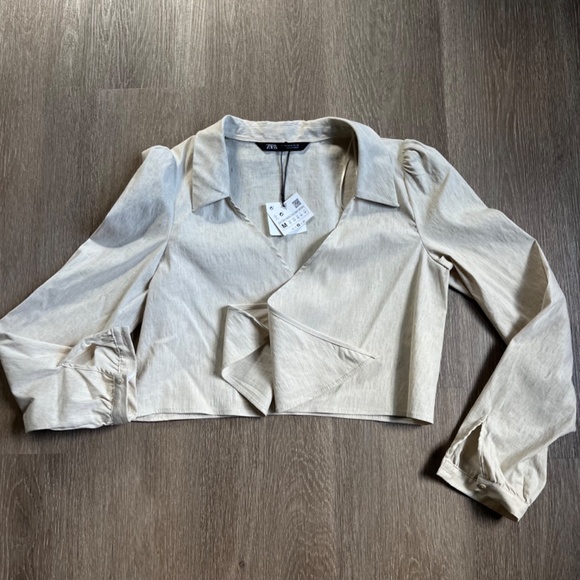 Zara cropped shirt with bow - Picture 3 of 11